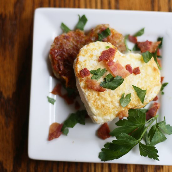 Heart Shaped Hashbrowns and Eggs