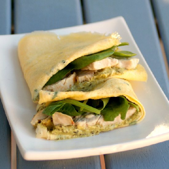 Savory Chicken and Pesto Crepes