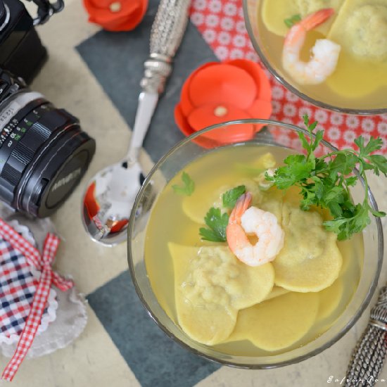 Shrimp ravioli for Valentine’s Day