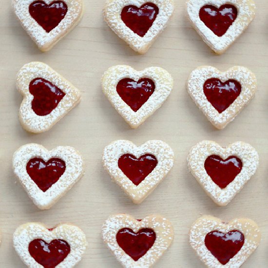 Raspberry Linzer Heart Cookies