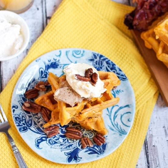 Sweet Potato Cornmeal Waffles