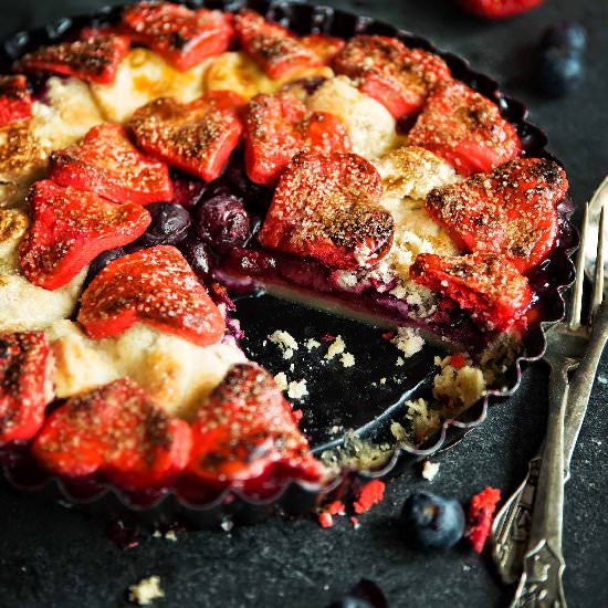 Strawberry Blueberry Valentine Tart