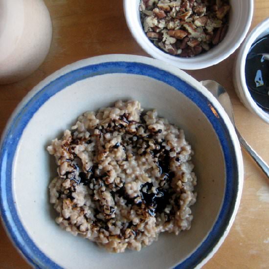 Brown Rice Porridge with Pecan Milk