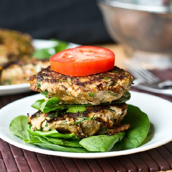 Sweet Potato Spinach Bacon Burgers