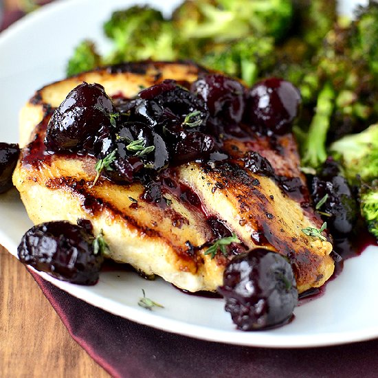 Chicken with Cherry-Wine Pan Sauce