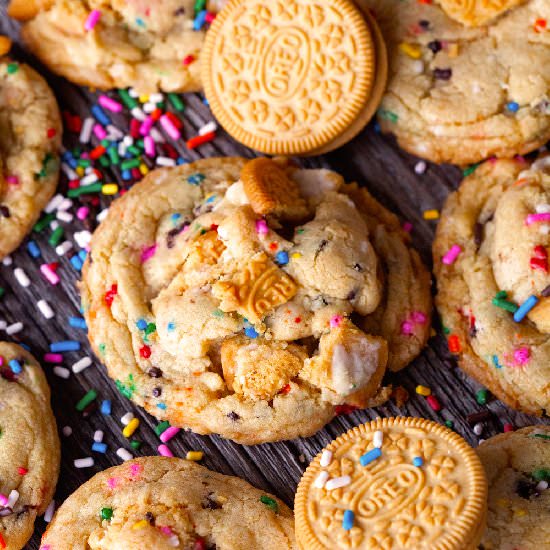 Cake Batter Oreo Rainbow Cookies