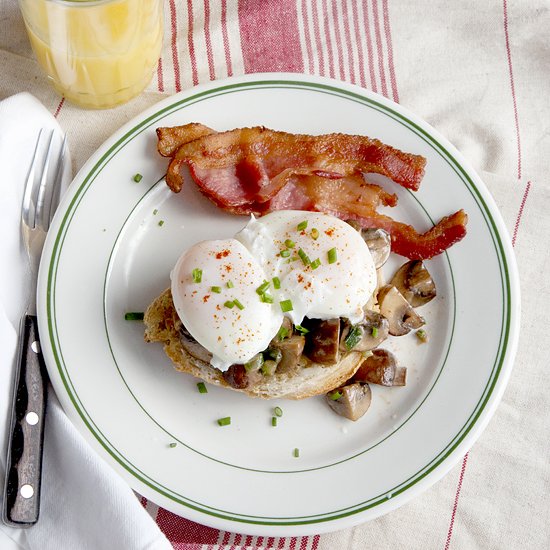 Creamed Mushrooms with Poached Eggs