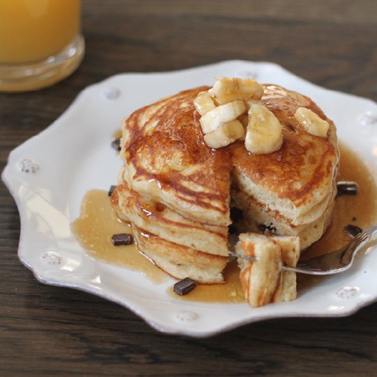 Banana Chocolate Chip Pancakes