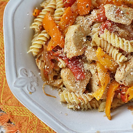 Chicken with Peppers and Pasta