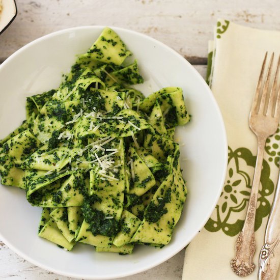 Kale Pesto + Organic Pappardelle