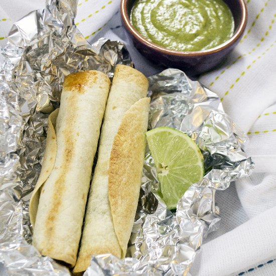 Baked Chicken and Kale Taquitos