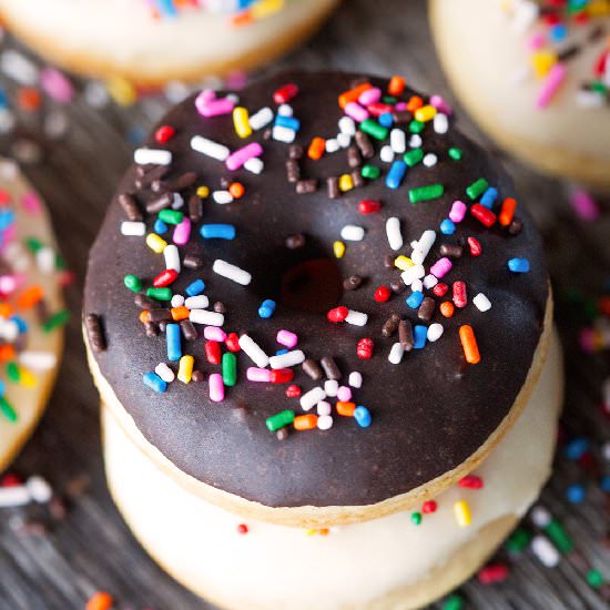 Black and White Bakery-Style Donuts