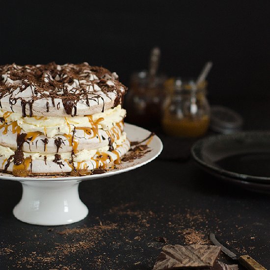 Salted Caramel & Chocolate Pavlova