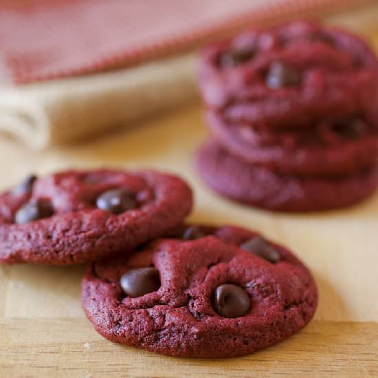 Red Velvet Chocolate Chip Cookies