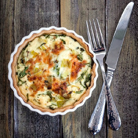 Leek and Arugula Quiche