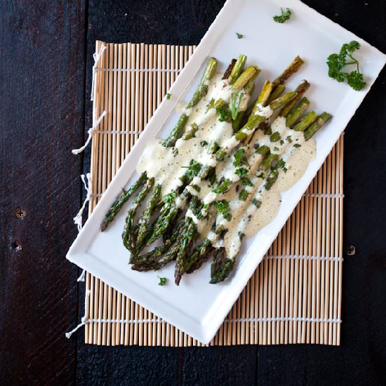 Roasted Asparagus with Beer Béarnaise