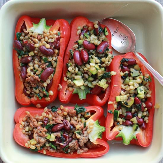 Wheat berry stuffed peppers