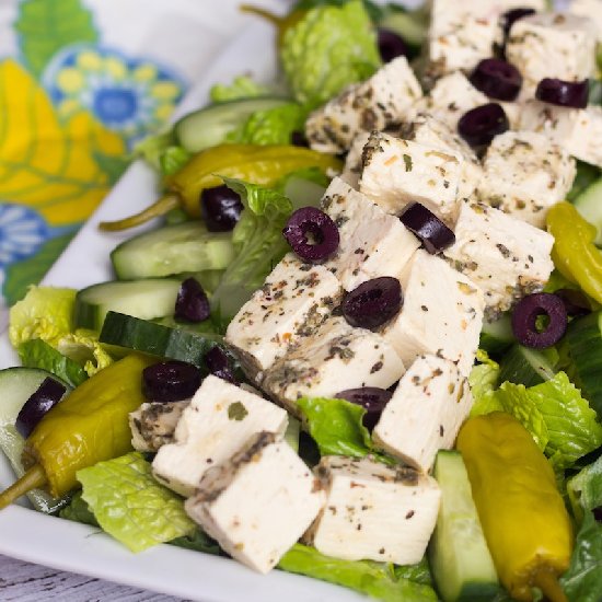 Savory Romaine Salad with Tofu Feta