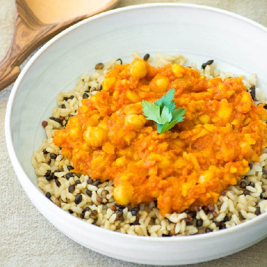 Spicy Indian Stew over Wild Rice