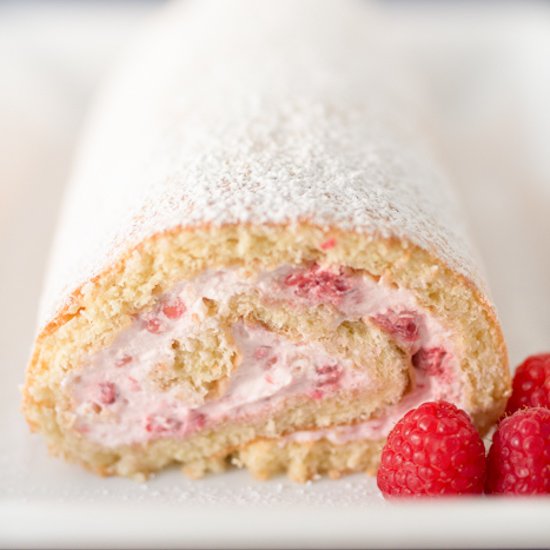 Raspberries & Cream Jelly Roll Cake