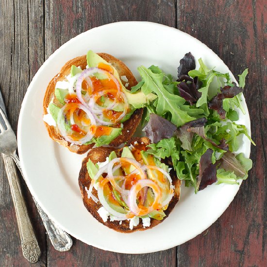 Sweet Chili Avocado Bagel Bruschetta