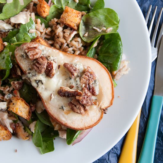 Roasted Gorgonzola Pears with Farro