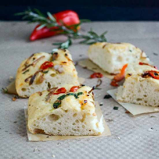 Onion Bell Pepper Focaccia