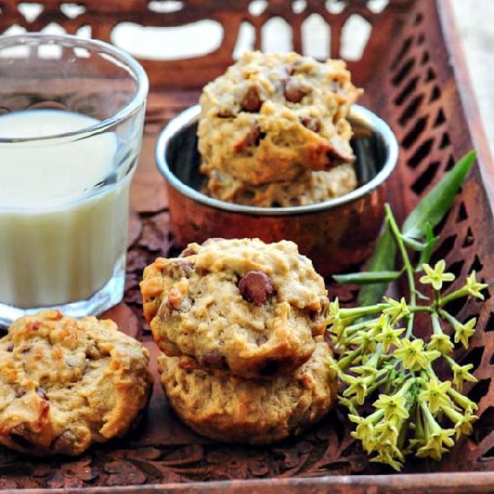 Eggless Banana Oat Choc Chip Cookie