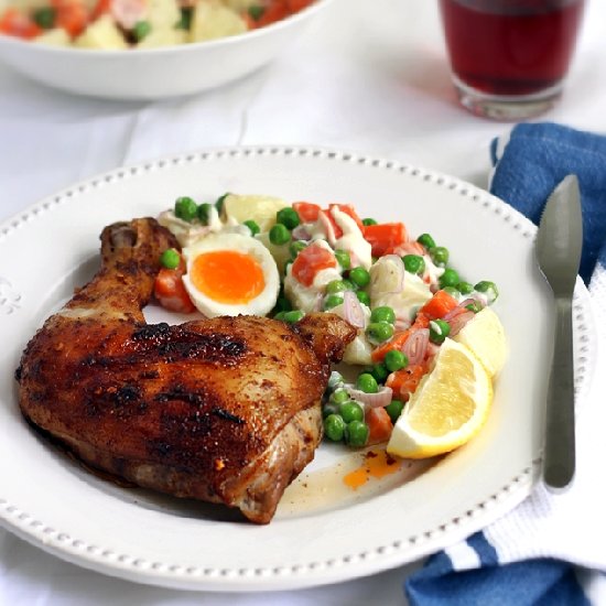 Roast Chicken with Russian Salad