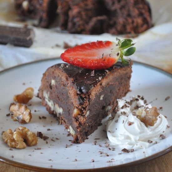 Dark Chocolate Walnut Brownie Torte