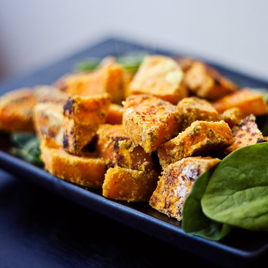 Cheezy Curry Sweet Potato Chunks