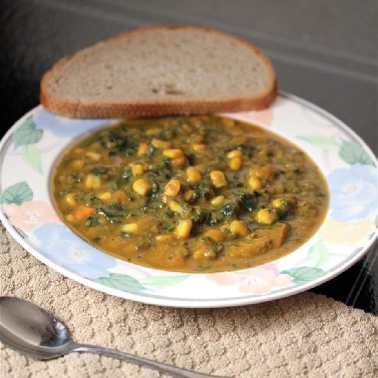 Sweet Potato Corn Chowder with Kale