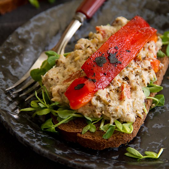 Open-Faced Eggplant Salad Sandwich