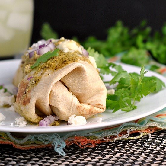 Chicken Burrito with Poblano Sauce