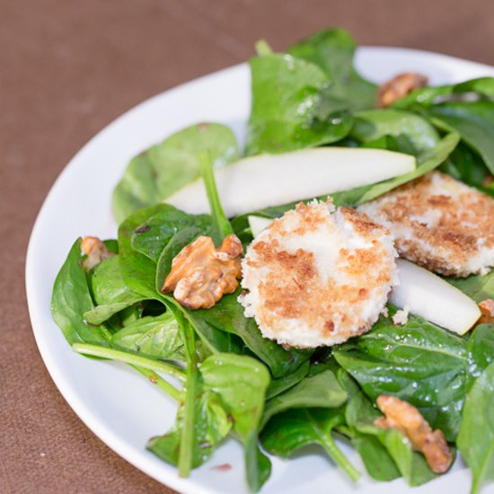 Fried Goat Cheese Spinach Salad