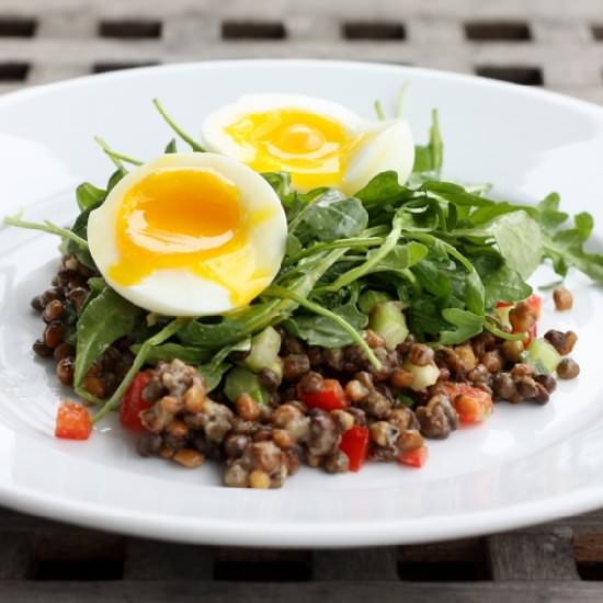 Lentil Salad with Soft-Cooked Eggs