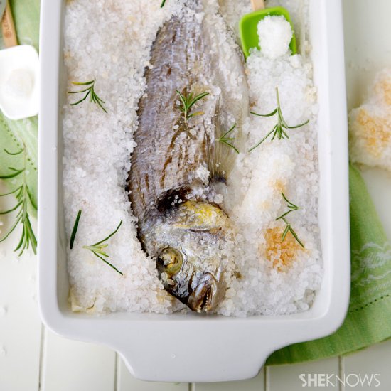 Salt Crusted Baked Whole Fish