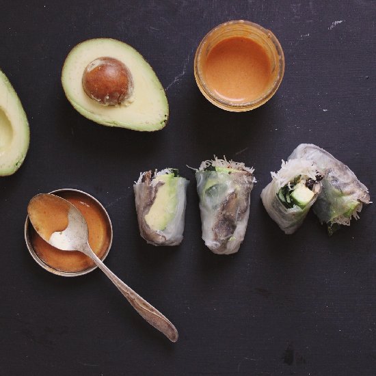 Portobello + Avocado Winter Rolls