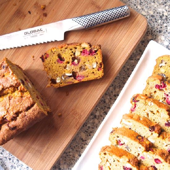 Spiced Pumpkin Cranberry Nut Loaf