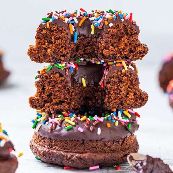 Baked Chocolate Donuts w/ Ganache