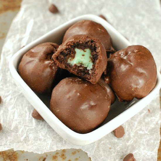 Mint Creme Brownie Bombs