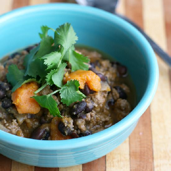 Bean Sweet Potato Turkey Chili