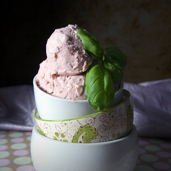 Balsamic Strawberry Basil Ice Cream