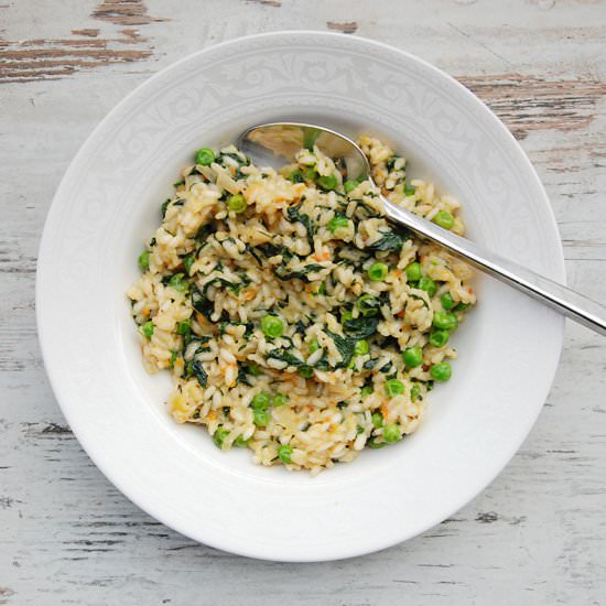 Peas and Spinach Risotto