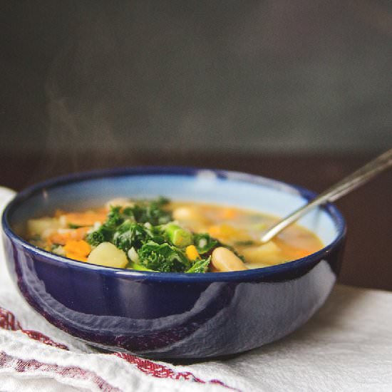 Andouille, White Bean and Kale Soup