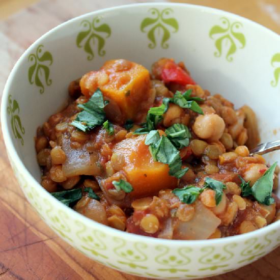 Squash Chickpea Lentil Stew