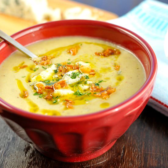 Potato, Leek & Gorgonzola Soup