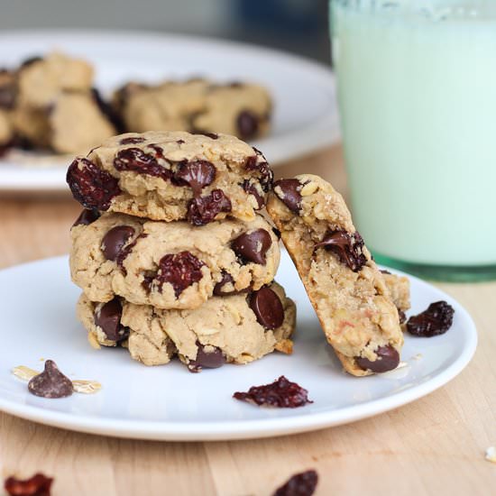 Chocolate Cherry Oatmeal Cookies