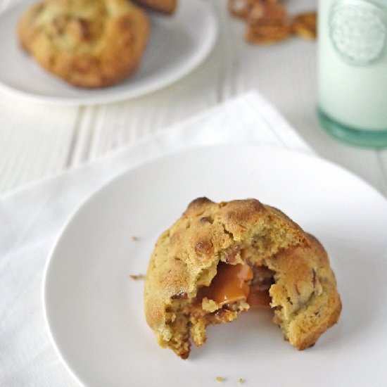 Salted Pecan Pretzel Caramel Cookie