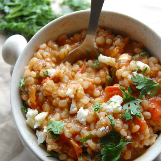 Garlicky Tomato-Barley Risotto